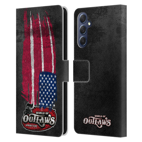 World of Outlaws Western Graphics US Flag Distressed Leather Book Wallet Case Cover For Samsung Galaxy M54 5G