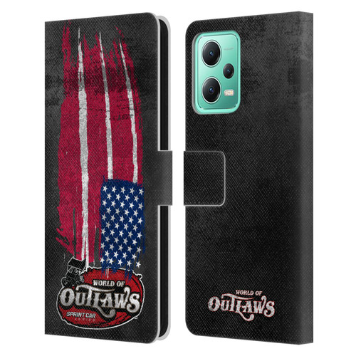 World of Outlaws Western Graphics US Flag Distressed Leather Book Wallet Case Cover For Xiaomi Redmi Note 12 5G