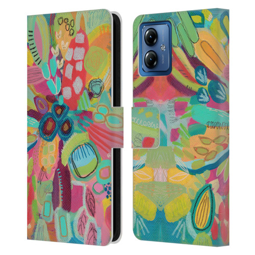 Suzanne Allard Floral Art Dancing In The Garden Leather Book Wallet Case Cover For Motorola Moto G14