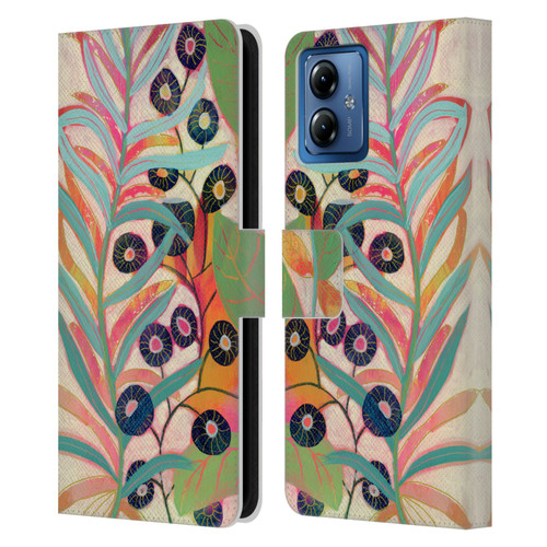 Suzanne Allard Floral Art Joyful Garden Flower Leather Book Wallet Case Cover For Motorola Moto G14