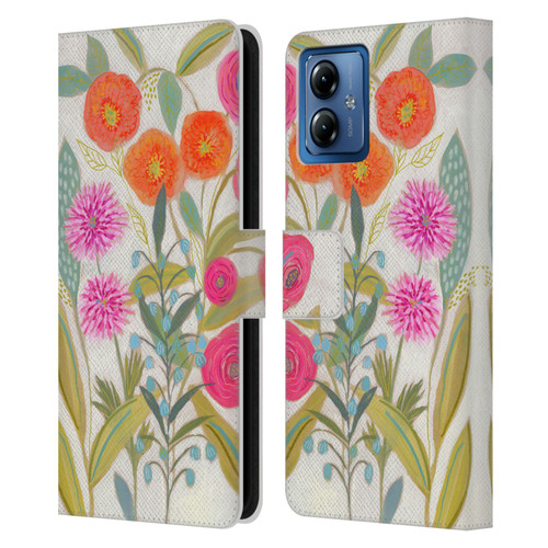 Suzanne Allard Floral Art Joyful Garden Plants Leather Book Wallet Case Cover For Motorola Moto G14