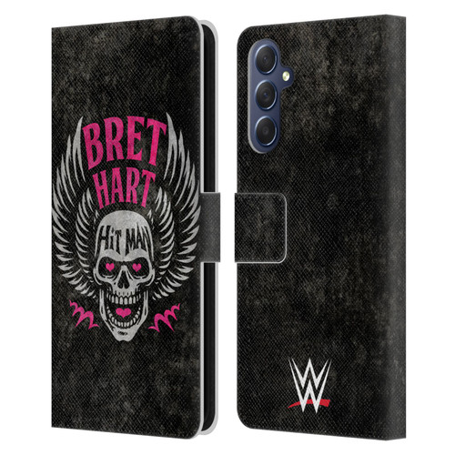 WWE Bret Hart Hitman Skull Leather Book Wallet Case Cover For Samsung Galaxy M54 5G