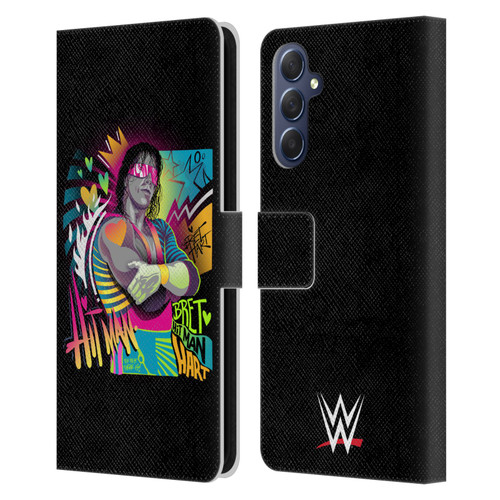 WWE Bret Hart Neon Art Leather Book Wallet Case Cover For Samsung Galaxy M54 5G