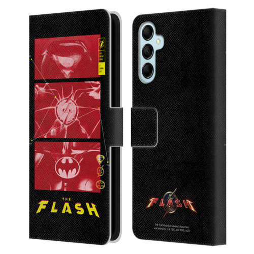 The Flash 2023 Graphics Suit Logos Leather Book Wallet Case Cover For Samsung Galaxy M14 5G