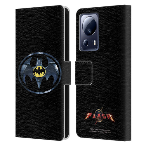 The Flash 2023 Graphics Black Batman Logo Leather Book Wallet Case Cover For Xiaomi 13 Lite 5G