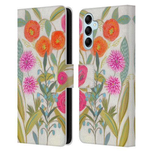 Suzanne Allard Floral Art Joyful Garden Plants Leather Book Wallet Case Cover For Samsung Galaxy M14 5G