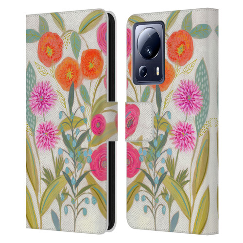 Suzanne Allard Floral Art Joyful Garden Plants Leather Book Wallet Case Cover For Xiaomi 13 Lite 5G