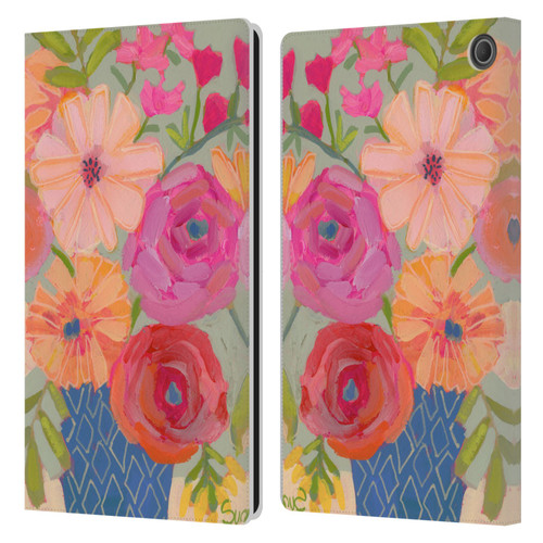 Suzanne Allard Floral Graphics Blue Diamond Leather Book Wallet Case Cover For Amazon Fire Max 11 2023