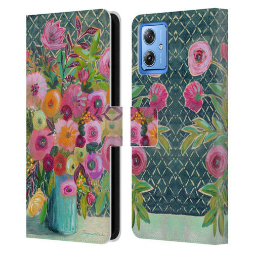 Suzanne Allard Floral Graphics Hope Springs Leather Book Wallet Case Cover For Motorola Moto G54 5G