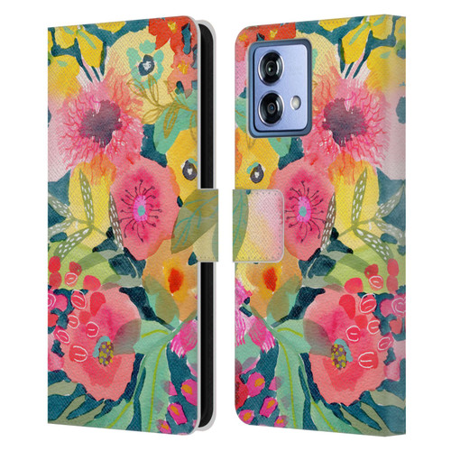 Suzanne Allard Floral Graphics Delightful Leather Book Wallet Case Cover For Motorola Moto G84 5G