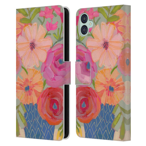 Suzanne Allard Floral Graphics Blue Diamond Leather Book Wallet Case Cover For Samsung Galaxy M04 5G / A04e