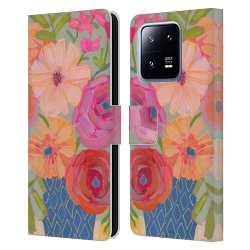 Suzanne Allard Floral Graphics Blue Diamond Leather Book Wallet Case Cover For Xiaomi 13 Pro 5G