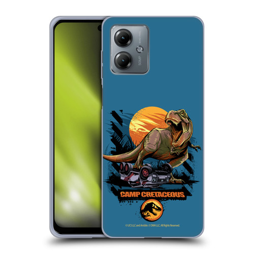 Jurassic World: Camp Cretaceous Dinosaur Graphics Blue Soft Gel Case for Motorola Moto G14