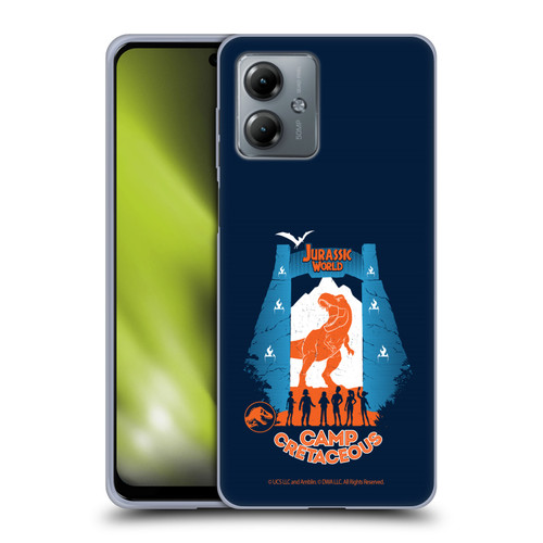 Jurassic World: Camp Cretaceous Dinosaur Graphics Silhouette Soft Gel Case for Motorola Moto G14