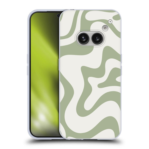 Kierkegaard Design Studio Art Retro Liquid Swirl Sage Green Soft Gel Case for Nothing Phone (2a)