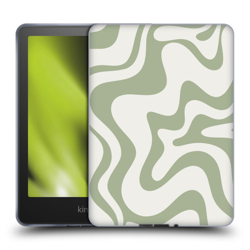 Kierkegaard Design Studio Art Retro Liquid Swirl Sage Green Soft Gel Case for Amazon Kindle Paperwhite 5 (2021)