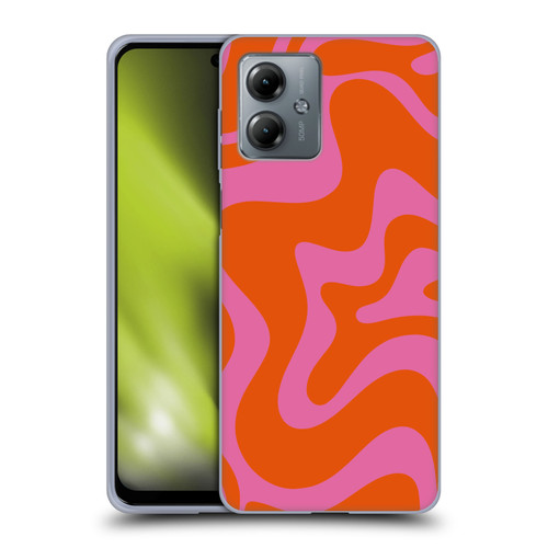 Kierkegaard Design Studio Retro Abstract Patterns Hot Pink Orange Swirl Soft Gel Case for Motorola Moto G14