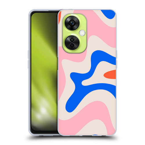 Kierkegaard Design Studio Retro Abstract Patterns Pink Blue Orange Swirl Soft Gel Case for OnePlus Nord CE 3 Lite 5G