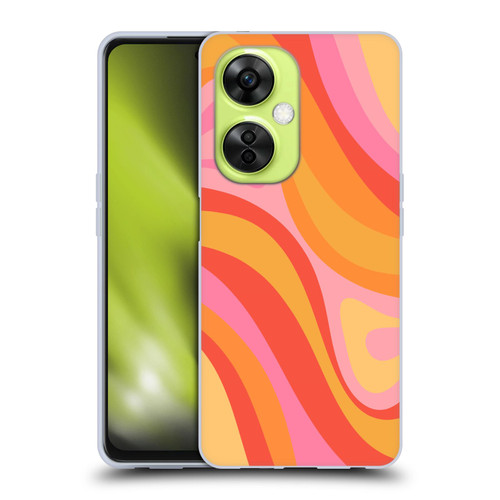 Kierkegaard Design Studio Retro Abstract Patterns Pink Orange Yellow Swirl Soft Gel Case for OnePlus Nord CE 3 Lite 5G