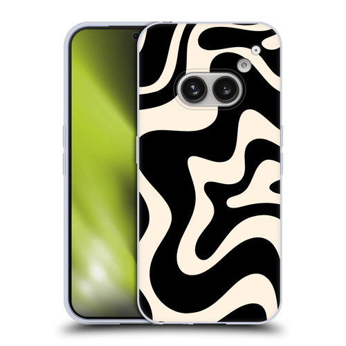 Kierkegaard Design Studio Retro Abstract Patterns Black Almond Cream Swirl Soft Gel Case for Nothing Phone (2a)