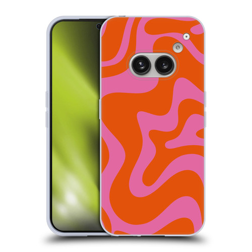 Kierkegaard Design Studio Retro Abstract Patterns Hot Pink Orange Swirl Soft Gel Case for Nothing Phone (2a)