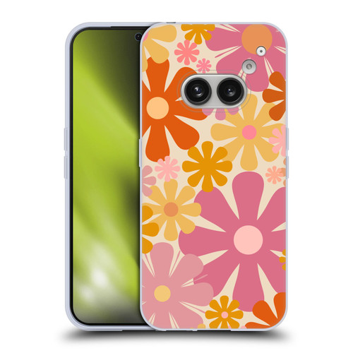 Kierkegaard Design Studio Retro Abstract Patterns Pink Orange Thulian Flowers Soft Gel Case for Nothing Phone (2a)