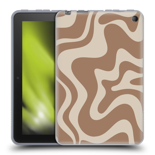 Kierkegaard Design Studio Retro Abstract Patterns Milk Brown Beige Swirl Soft Gel Case for Amazon Fire 7 2022