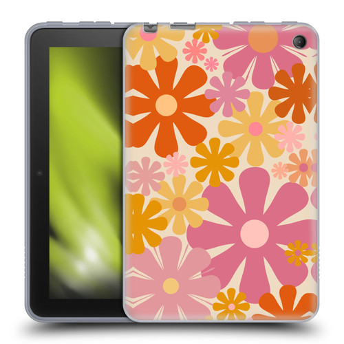 Kierkegaard Design Studio Retro Abstract Patterns Pink Orange Thulian Flowers Soft Gel Case for Amazon Fire 7 2022