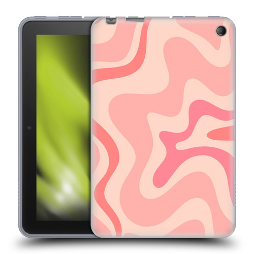 Kierkegaard Design Studio Retro Abstract Patterns Soft Pink Liquid Swirl Soft Gel Case for Amazon Fire 7 2022