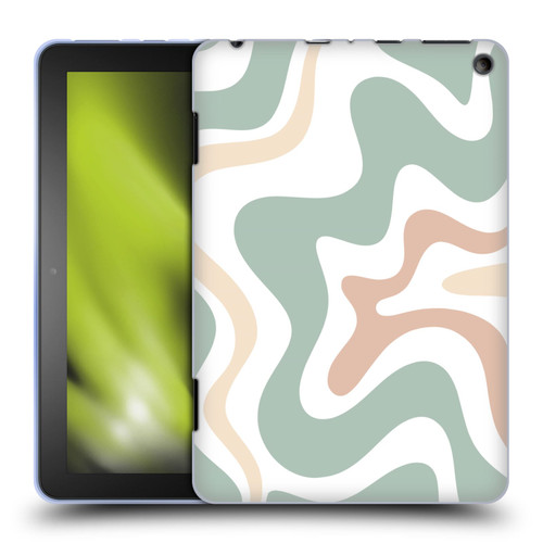 Kierkegaard Design Studio Retro Abstract Patterns Celadon Sage Swirl Soft Gel Case for Amazon Fire HD 8/Fire HD 8 Plus 2020