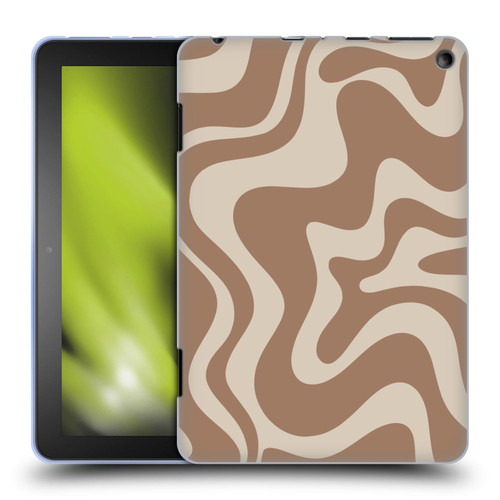 Kierkegaard Design Studio Retro Abstract Patterns Milk Brown Beige Swirl Soft Gel Case for Amazon Fire HD 8/Fire HD 8 Plus 2020