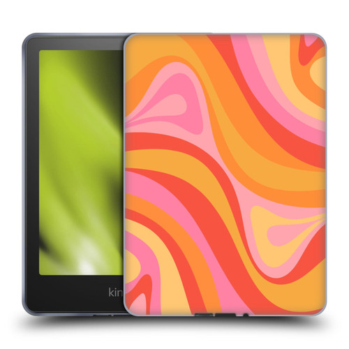 Kierkegaard Design Studio Retro Abstract Patterns Pink Orange Yellow Swirl Soft Gel Case for Amazon Kindle Paperwhite 5 (2021)