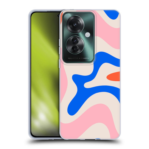 Kierkegaard Design Studio Retro Abstract Patterns Pink Blue Orange Swirl Soft Gel Case for OPPO Reno11 F 5G / F25 Pro 5G