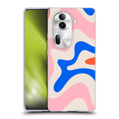 Kierkegaard Design Studio Retro Abstract Patterns Pink Blue Orange Swirl Soft Gel Case for OPPO Reno11 Pro