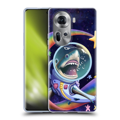 Carla Morrow Rainbow Animals Shark & Fish In Space Soft Gel Case for OPPO Reno11