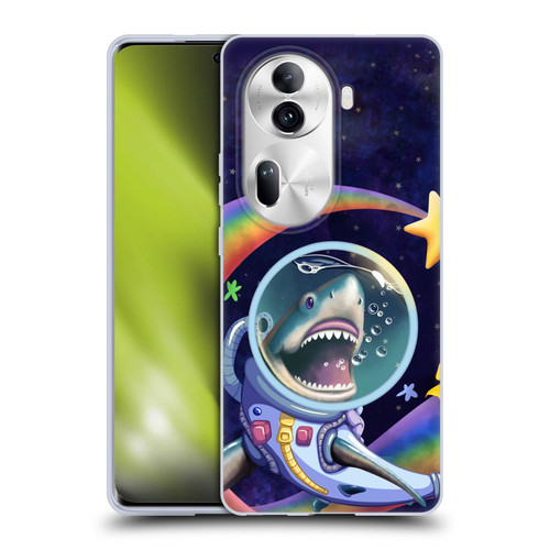 Carla Morrow Rainbow Animals Shark & Fish In Space Soft Gel Case for OPPO Reno11 Pro