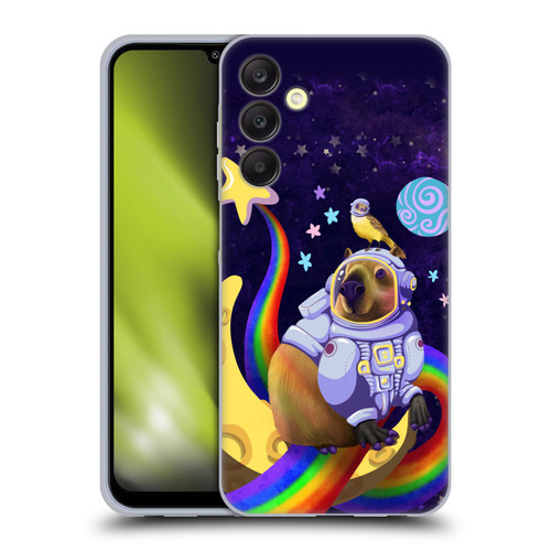Carla Morrow Rainbow Animals Capybara Sitting On A Moon Soft Gel Case for Samsung Galaxy A25 5G
