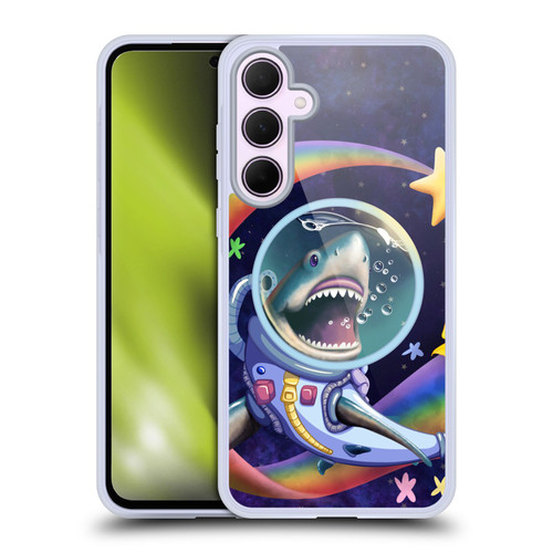 Carla Morrow Rainbow Animals Shark & Fish In Space Soft Gel Case for Samsung Galaxy A35 5G