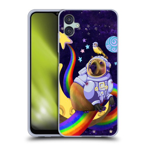 Carla Morrow Rainbow Animals Capybara Sitting On A Moon Soft Gel Case for Samsung Galaxy M04 5G / A04e