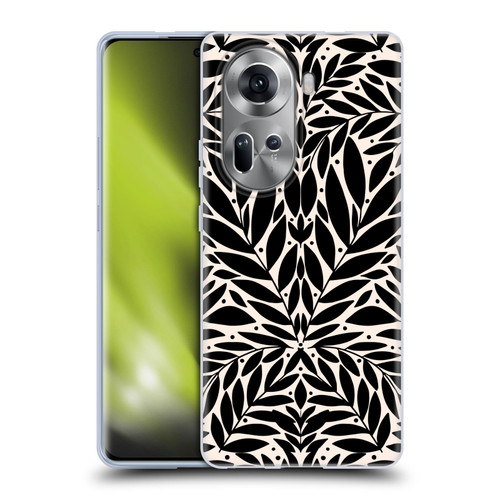 Gabriela Thomeu Floral Black And White Folk Leaves Soft Gel Case for OPPO Reno11