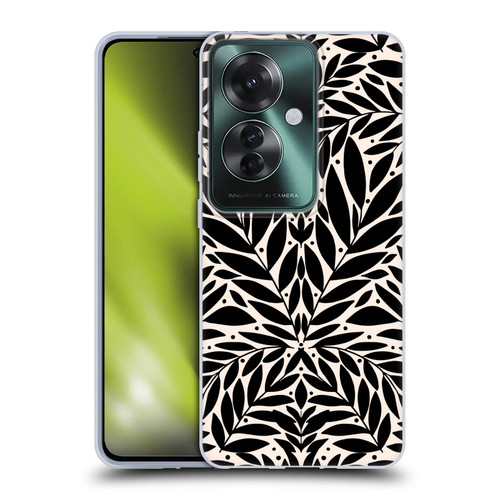 Gabriela Thomeu Floral Black And White Folk Leaves Soft Gel Case for OPPO Reno11 F 5G / F25 Pro 5G