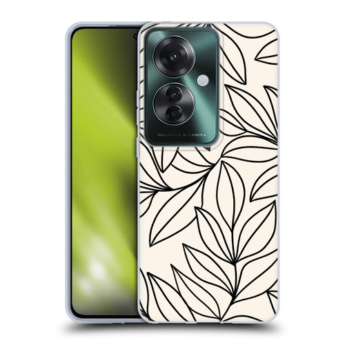 Gabriela Thomeu Floral Black And White Leaves Soft Gel Case for OPPO Reno11 F 5G / F25 Pro 5G