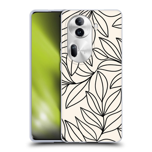 Gabriela Thomeu Floral Black And White Leaves Soft Gel Case for OPPO Reno11 Pro