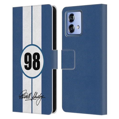 Shelby Car Graphics 1965 427 S/C Blue Leather Book Wallet Case Cover For Motorola Moto G84 5G