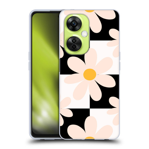 Gabriela Thomeu Retro Black & White Checkered Daisies Soft Gel Case for OnePlus Nord CE 3 Lite 5G