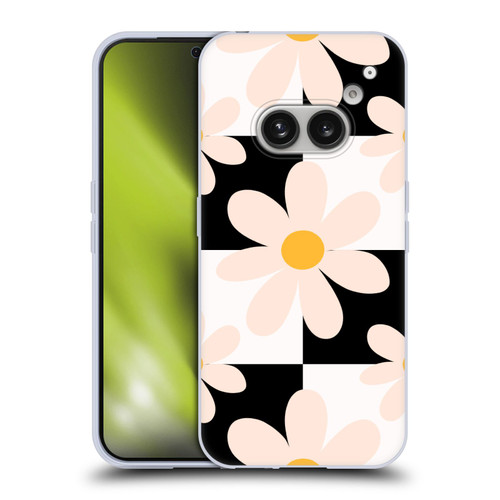 Gabriela Thomeu Retro Black & White Checkered Daisies Soft Gel Case for Nothing Phone (2a)