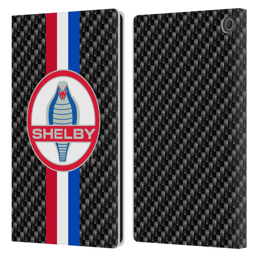 Shelby Logos Carbon Fiber Leather Book Wallet Case Cover For Amazon Fire Max 11 2023