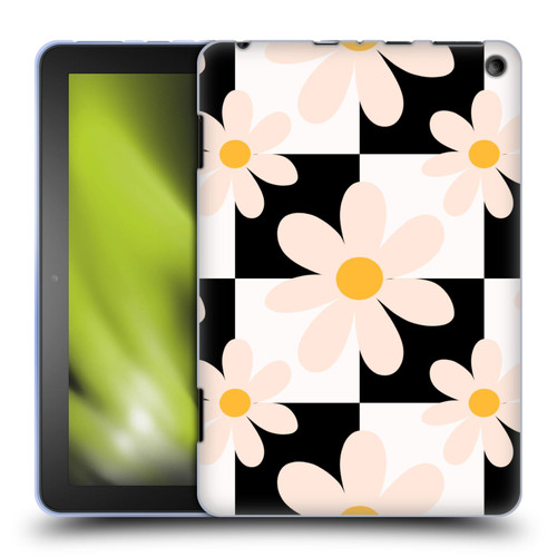Gabriela Thomeu Retro Black & White Checkered Daisies Soft Gel Case for Amazon Fire HD 8/Fire HD 8 Plus 2020