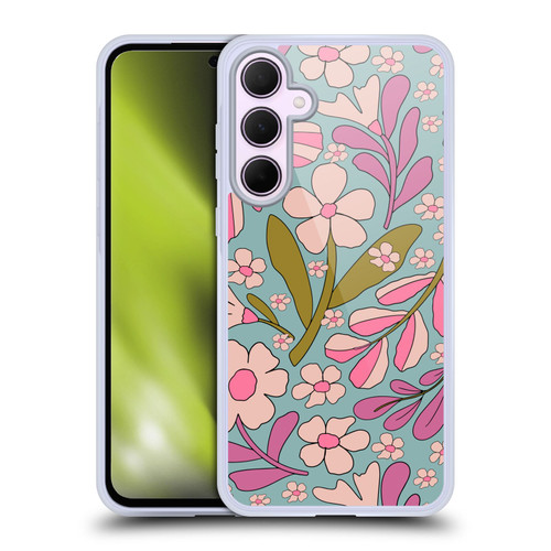 Gabriela Thomeu Retro Groovy 70s Blue Soft Gel Case for Samsung Galaxy A35 5G