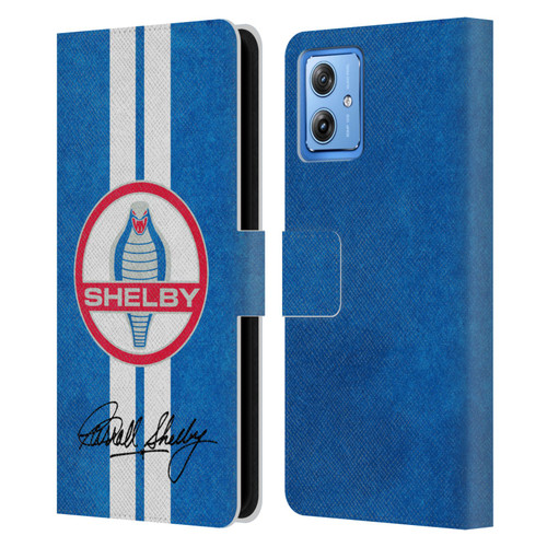 Shelby Logos Distressed Blue Leather Book Wallet Case Cover For Motorola Moto G54 5G